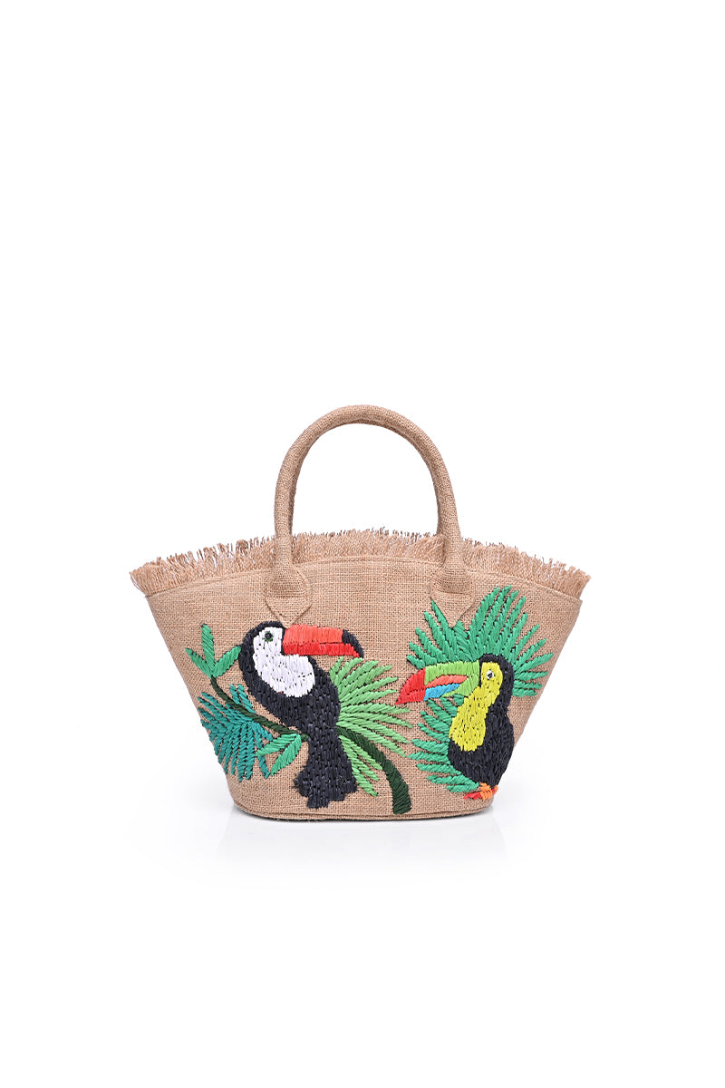 Multicolor Airplane Raffia Kid's Tote