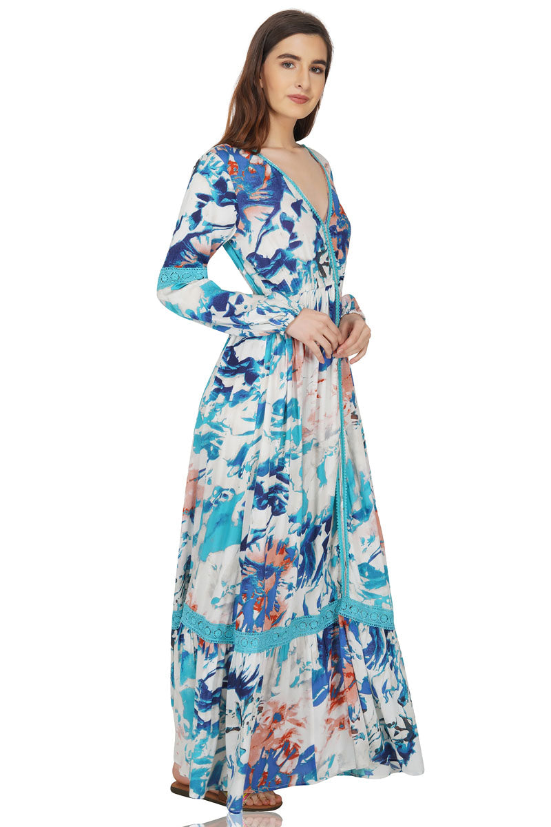 Mediterranean Blue Maxi Dress - Mixcart USA