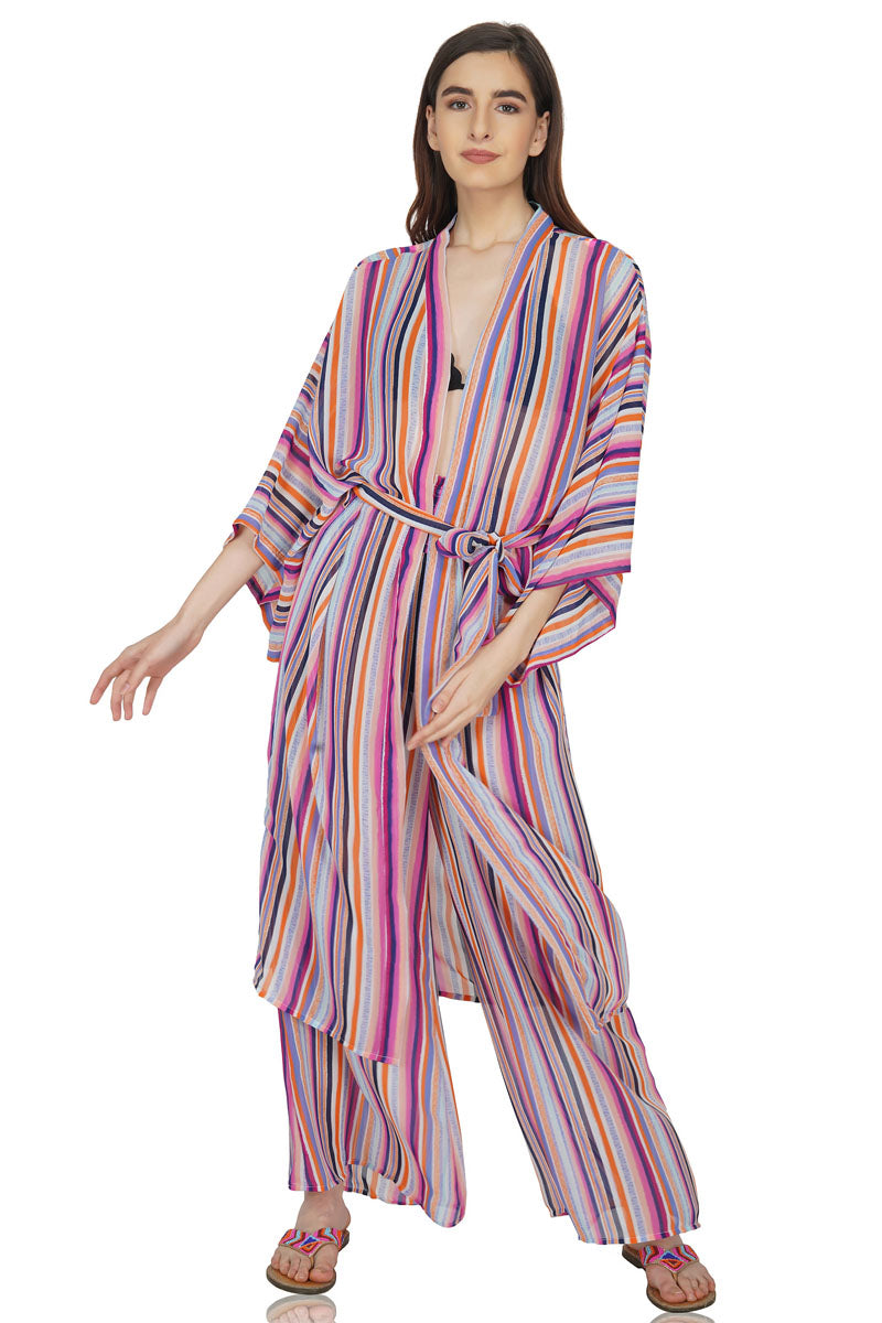 Persian Stripe Kimono - Mixcart USA