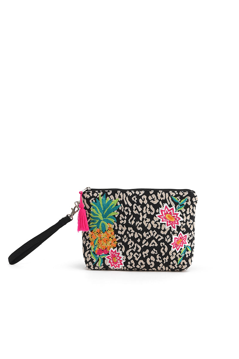 Jacquard and Embroidered Clutch White Pineapple - Mixcart USA
