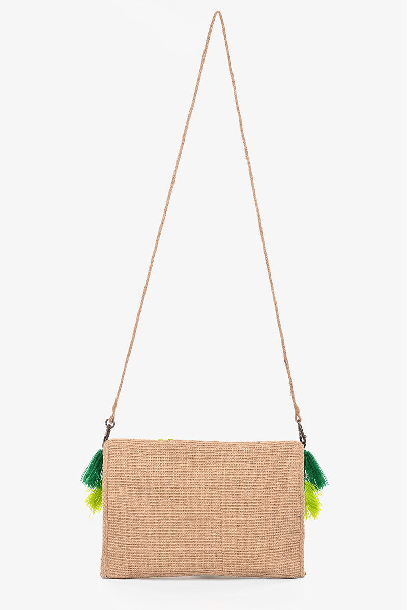 Jute With Canvas Clutch - Mixcart USA