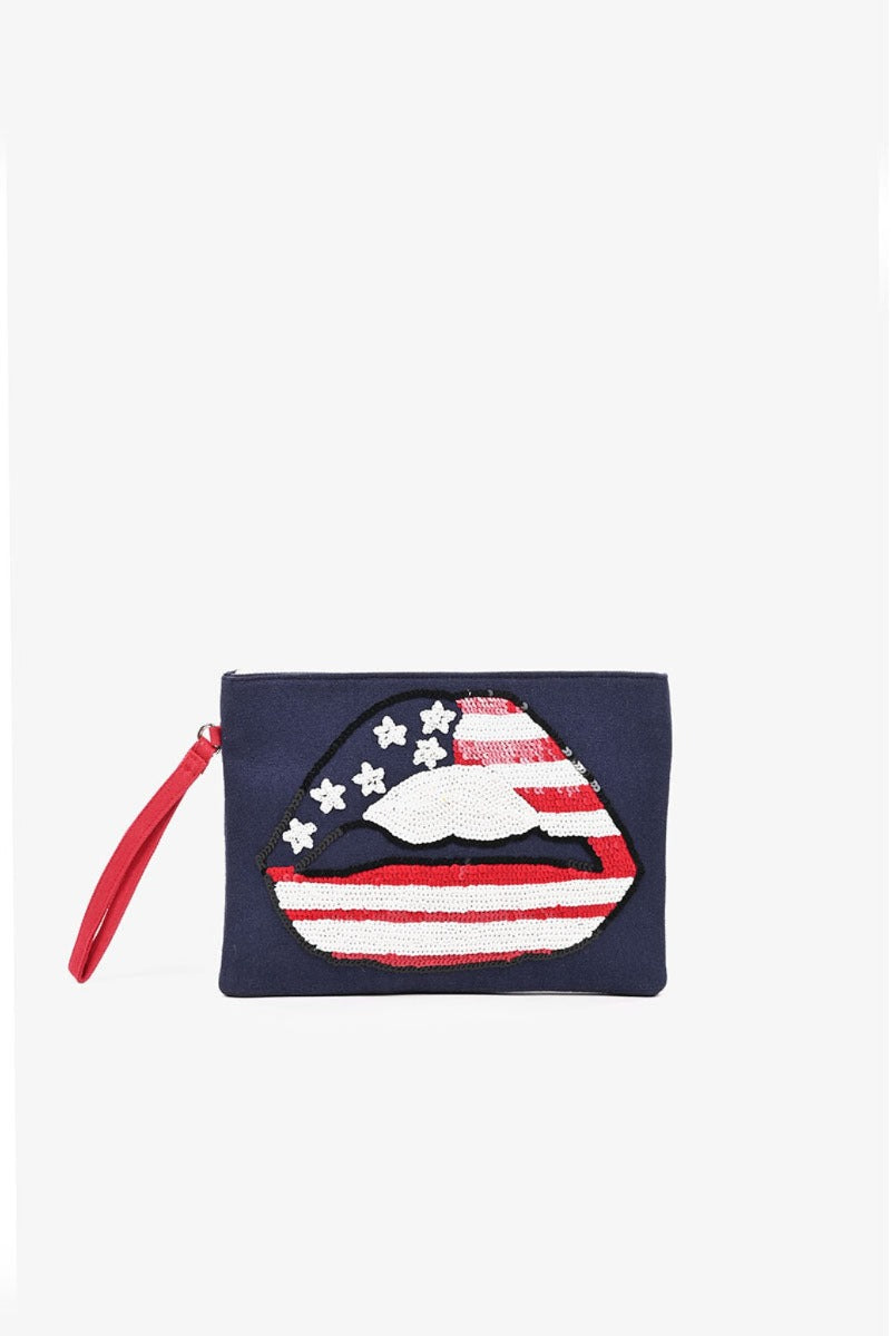 4th July Limited Collection Sequined Lip Clutch - Mixcart USA