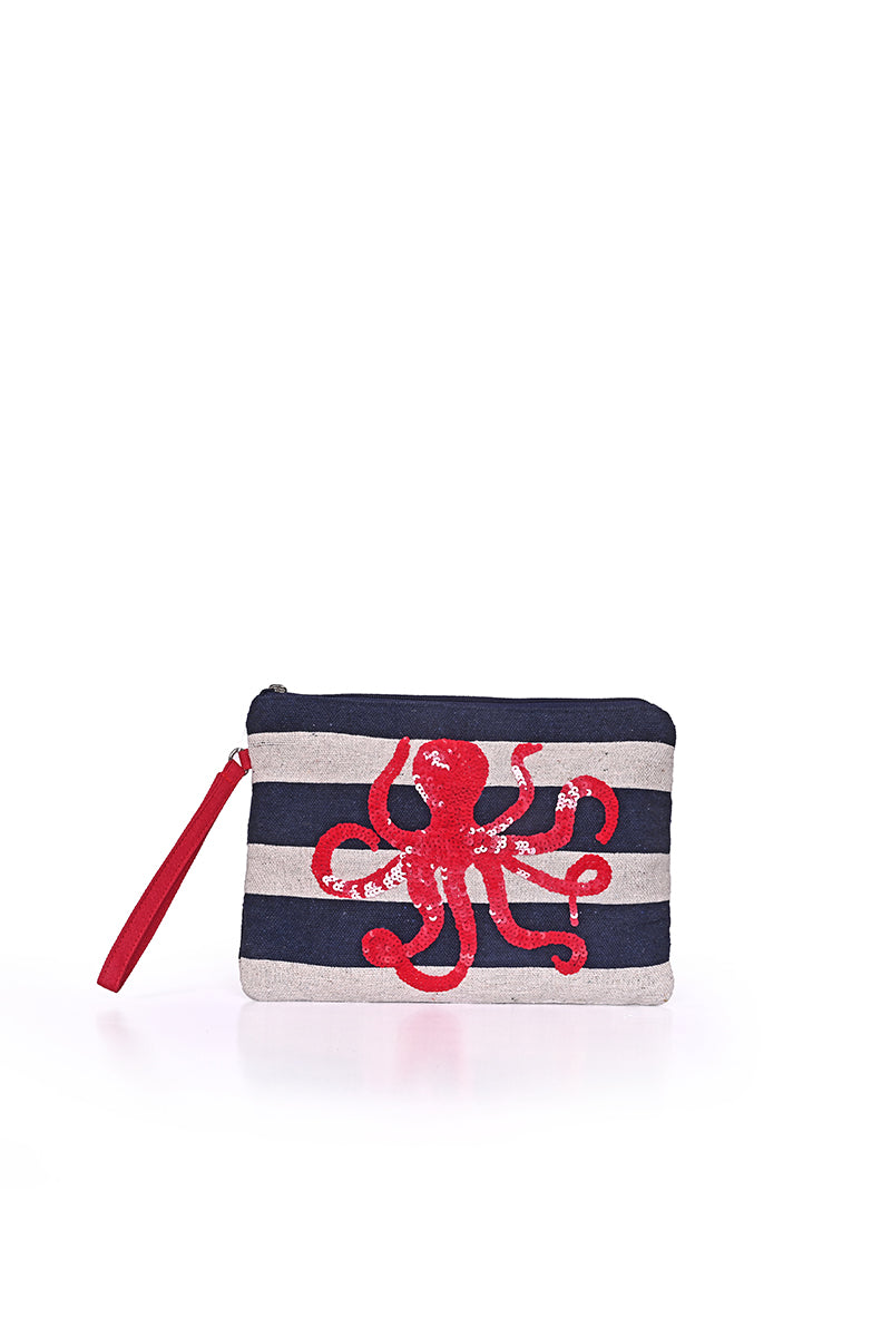 Octopus Embroidered Jacquard Clutch - Mixcart USA