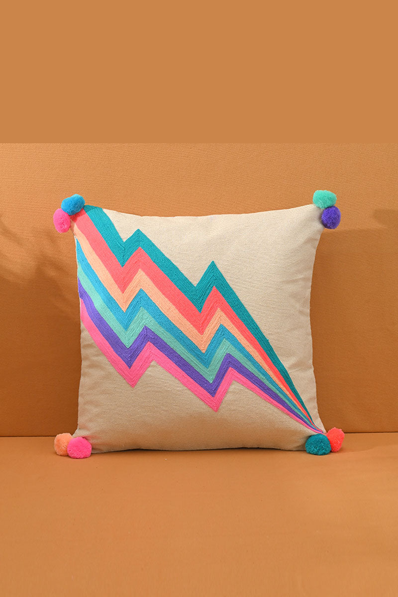 Colorful Lightening Embroidered Cushion Cover - Mixcart USA