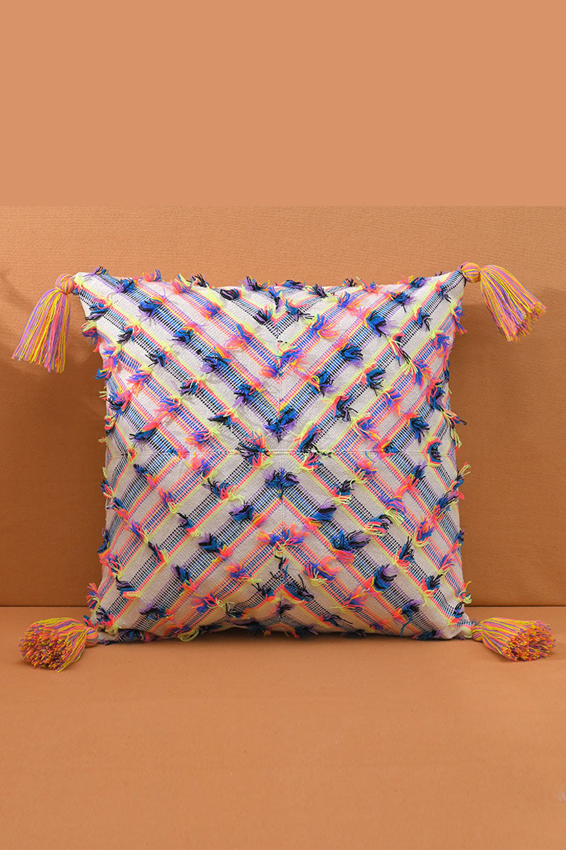 Boho Fringed Cushion Cover with Tassel - Mixcart USA