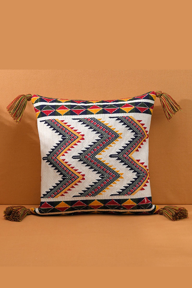 Aztec Tribal Cushion Cover with Tassel - Mixcart USA