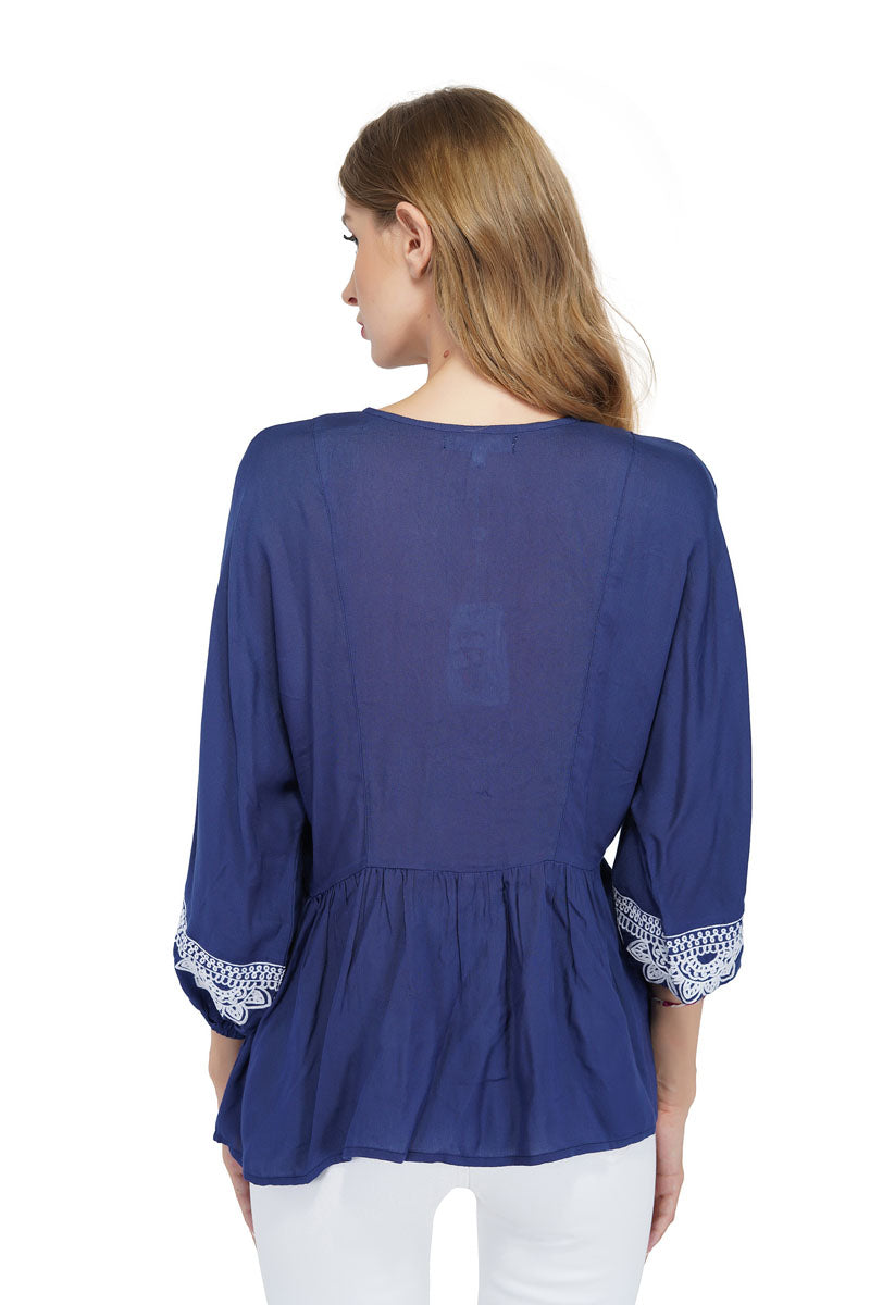 Night Sky Embroidered Blouse - Mixcart USA