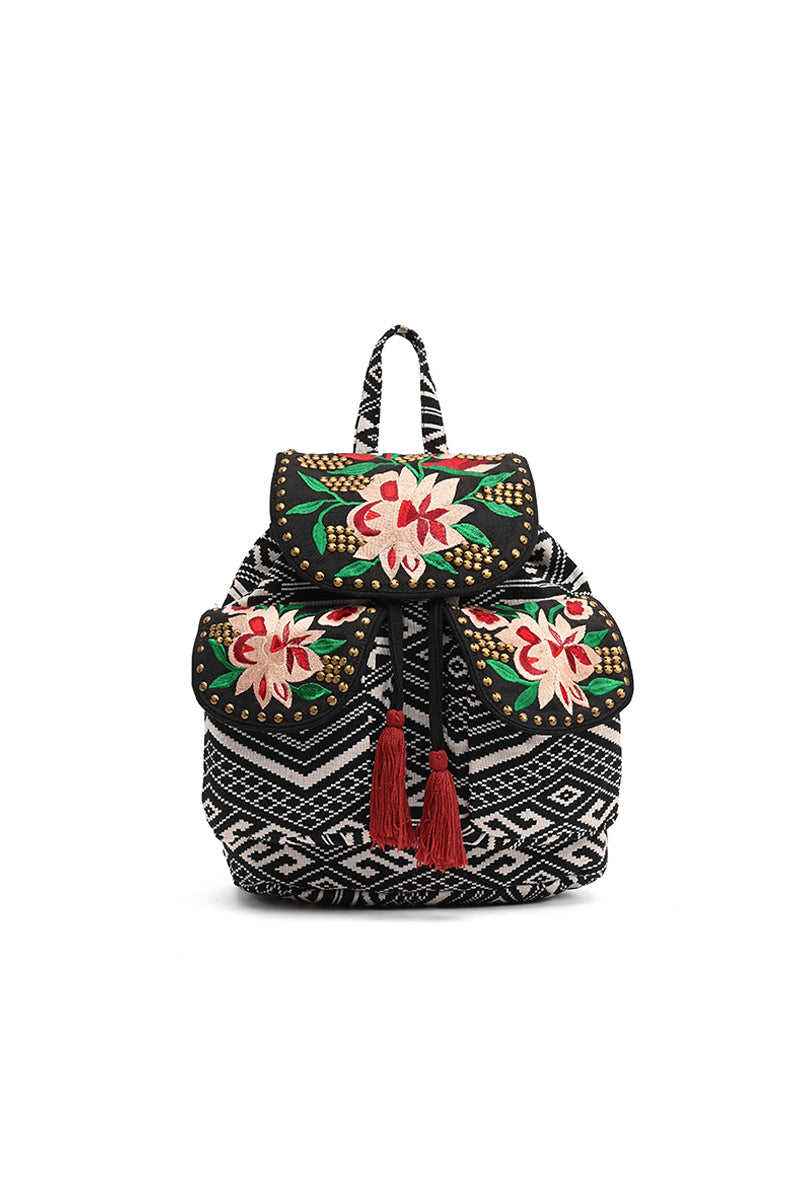 Floral Embroidered Backpack - Mixcart USA