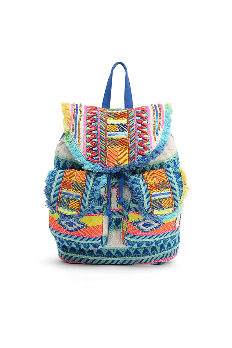 Mexico Embellished and Fringed Backpack - Mixcart USA