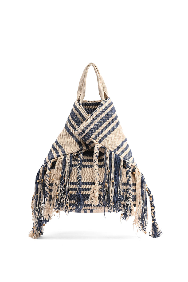 The Boemo Fringe Convertible Backpack - Tan - Indigo Luxe Collections